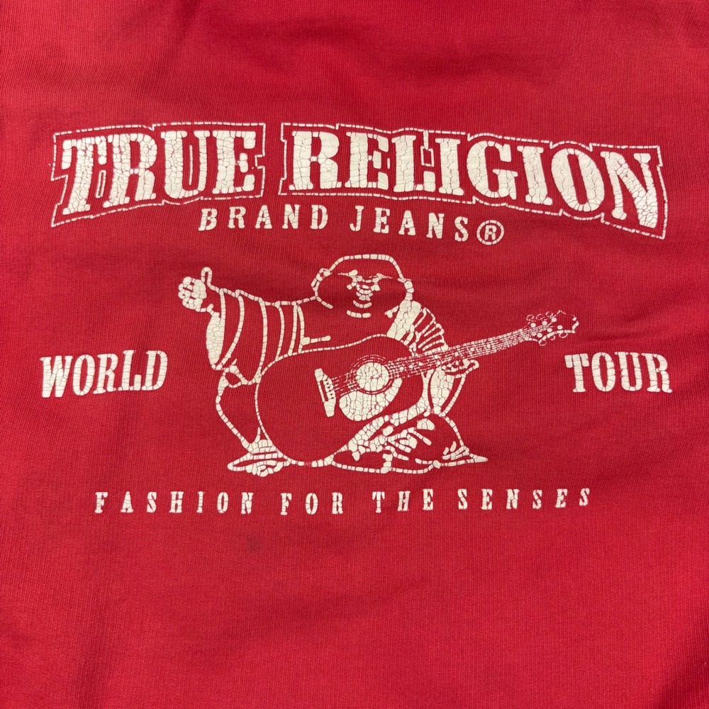 Vintage Y2K True Religion Hoodie Mens XXL Red Full Zip Buddha World Tour USA - Picture 8 of 9